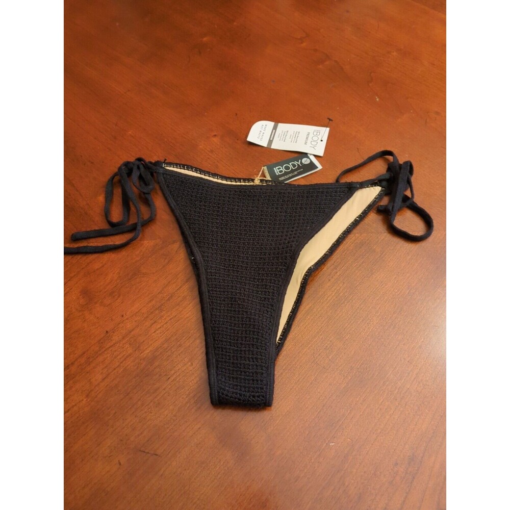 Cotton On Body Women's Tie Side Cheeky Bikini Bottom (Black, Medium)
